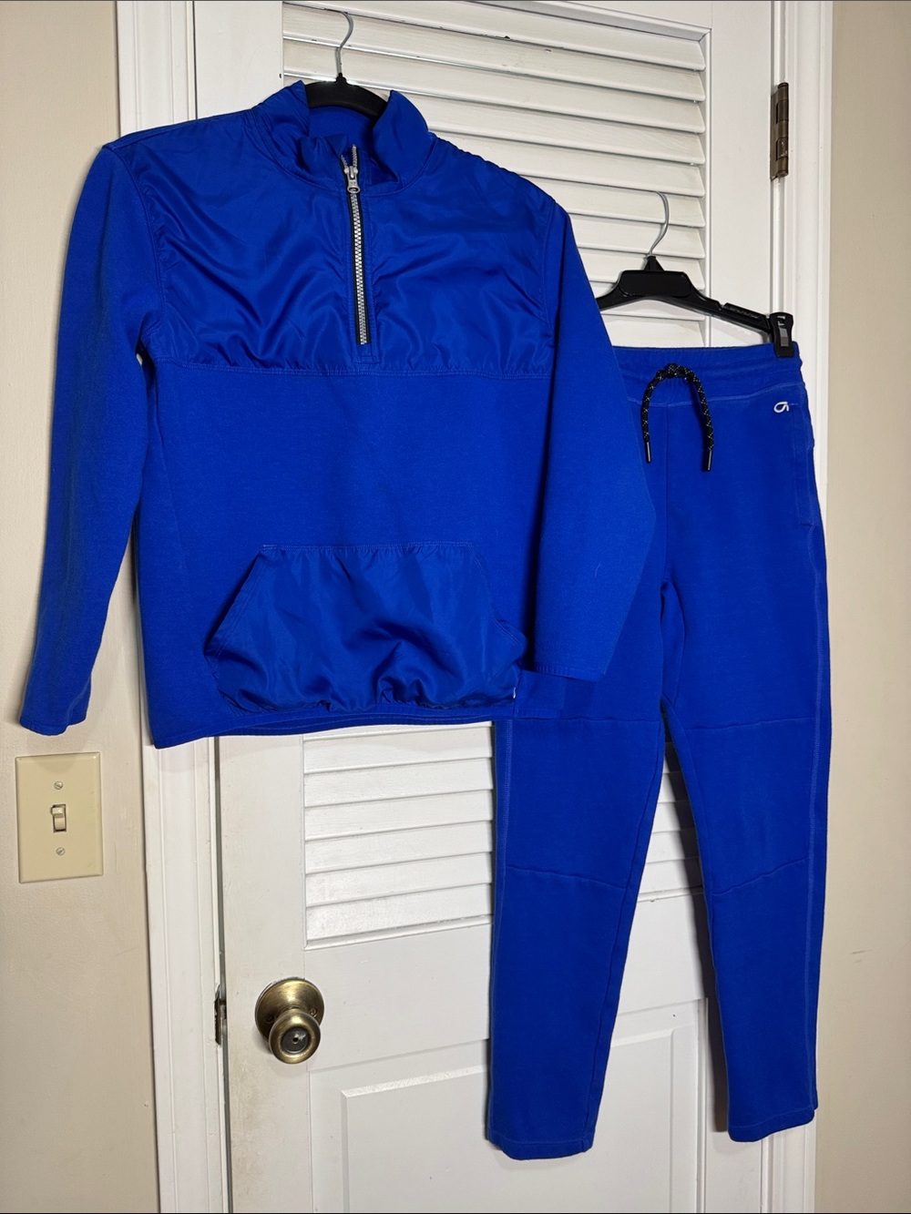GAP Fit Kids Royal Blue Half-Zip Puffer Pullover and Pants. Size XL. LIKE NEW